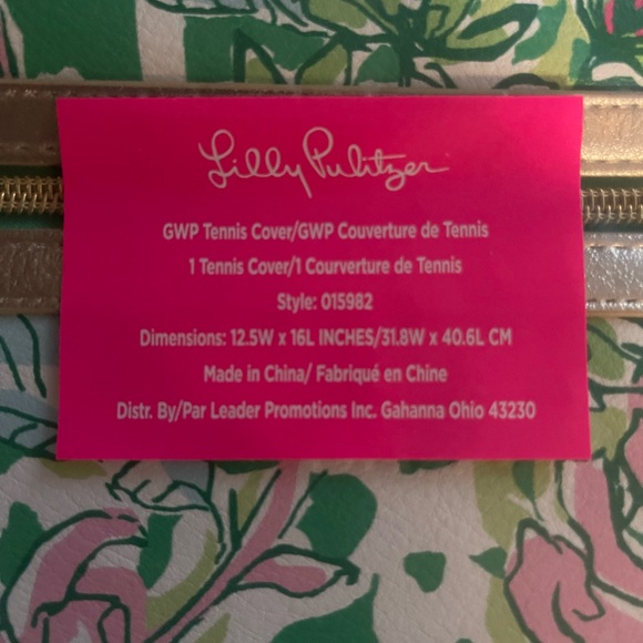 NWT Lilly Pulitzer Tennis Racket Cover Spearmint Blossom Views Paddle cover - Picture 5 of 8